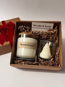 ZESTAW Wesołych Świąt świeca sojowa 165g oraz 30g